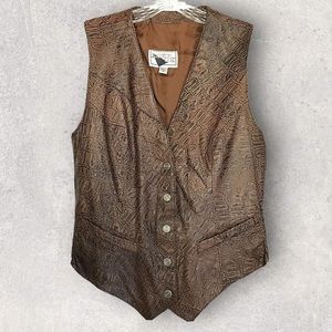YUCATAN BAY Women's Leather Vest Sz S Motorcycle Biker Western  Brown
